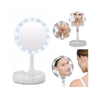 Espelho de Maquiagem com Aumento 10x – Dupla Luz LED, Organizador e USB